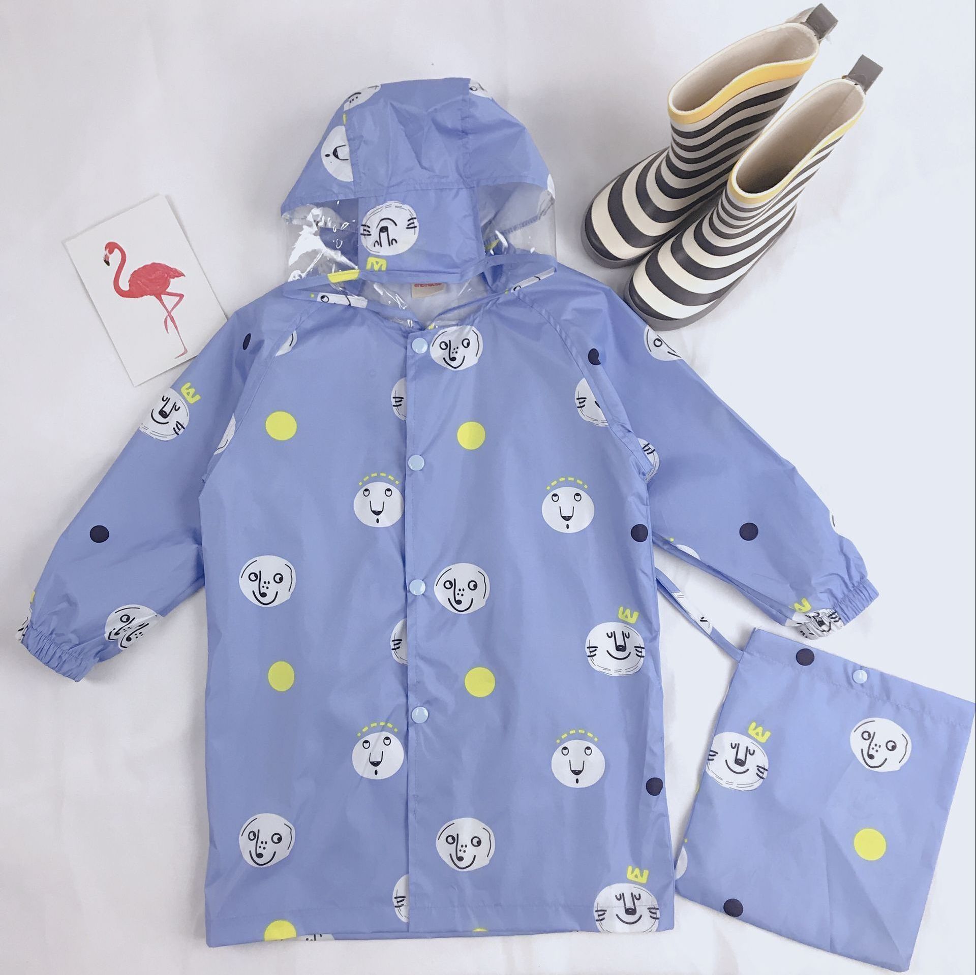 Toddler Kids Raincoat Boys Girls Rain Jacket Lightweight Rain Poncho Waterproof Outwear Rain wear with Umbrella