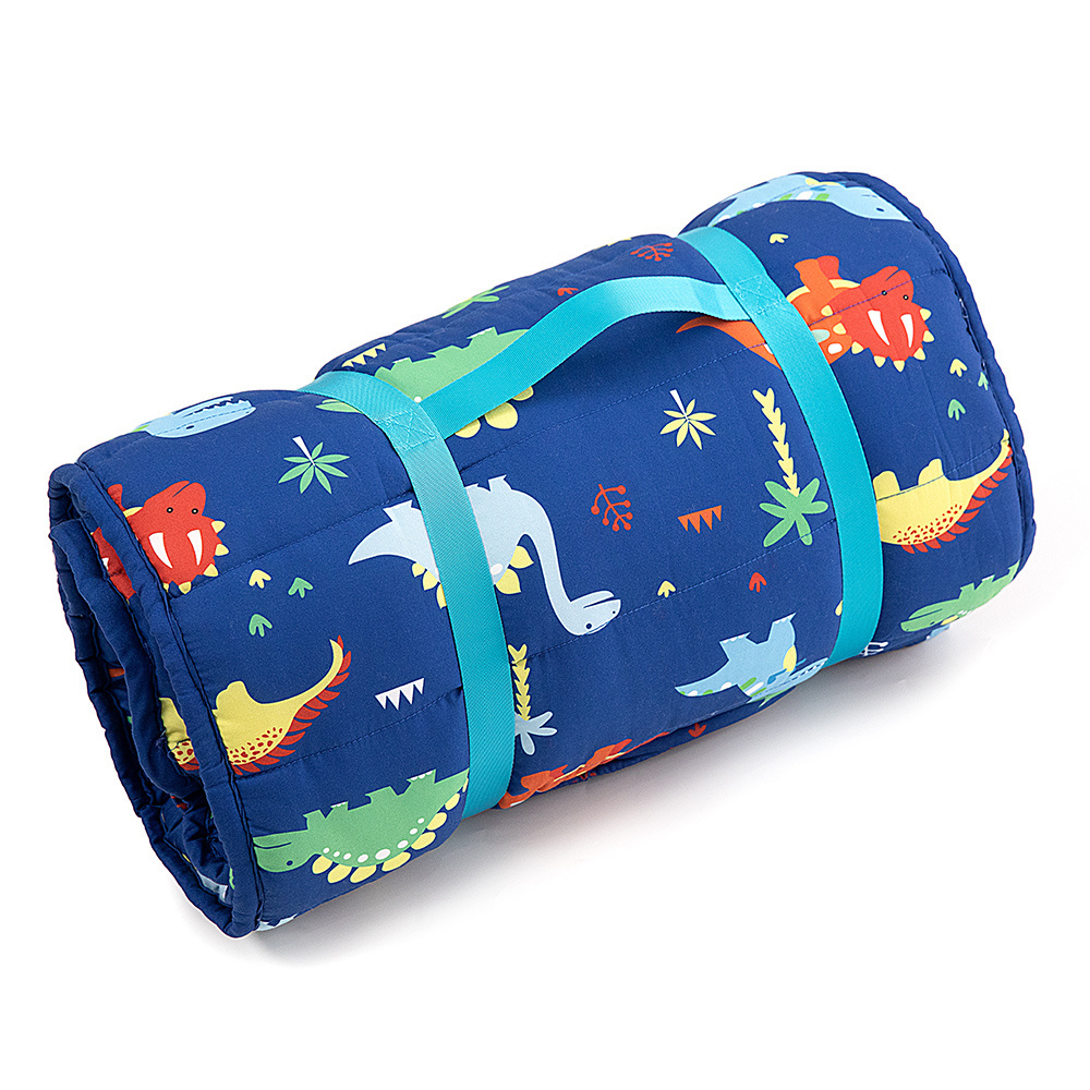 Kids Nap Mat Toddler Nap Mat with Removable Pillow and Fleece minky Blanket, Lightweight