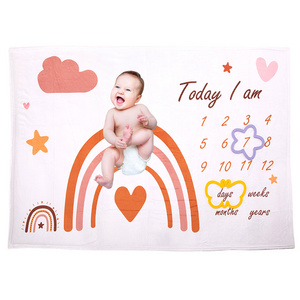 Baby Milestone Blanket for Boy Girl Premium Fleece Months Blankets Shower Gender Neutral Gifts Photography Backdrop 60" x 40"