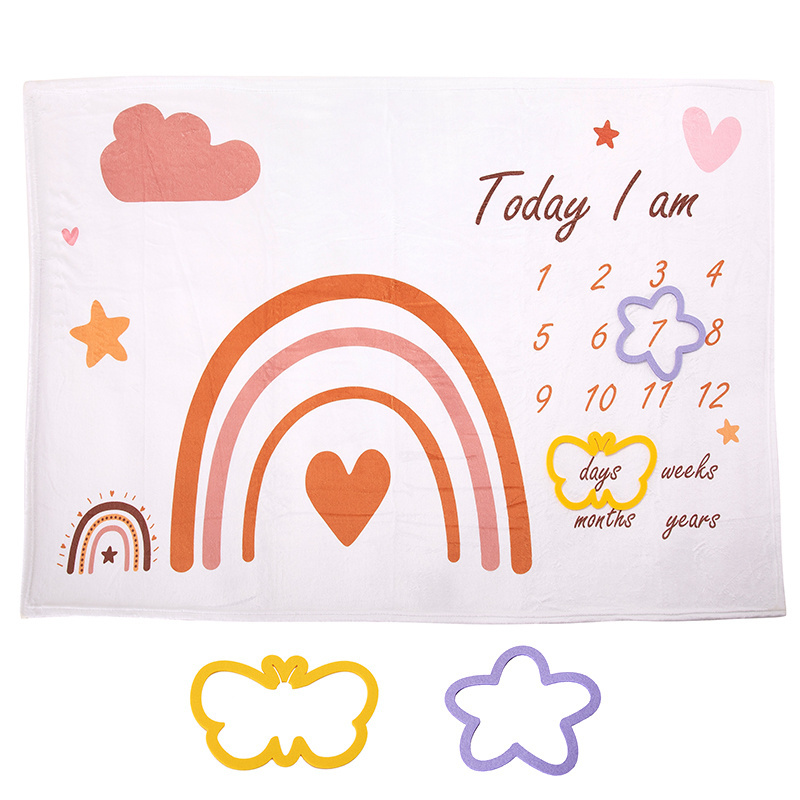 Baby Milestone Blanket for Boy Girl Premium Fleece Months Blankets Shower Gender Neutral Gifts Photography Backdrop 60