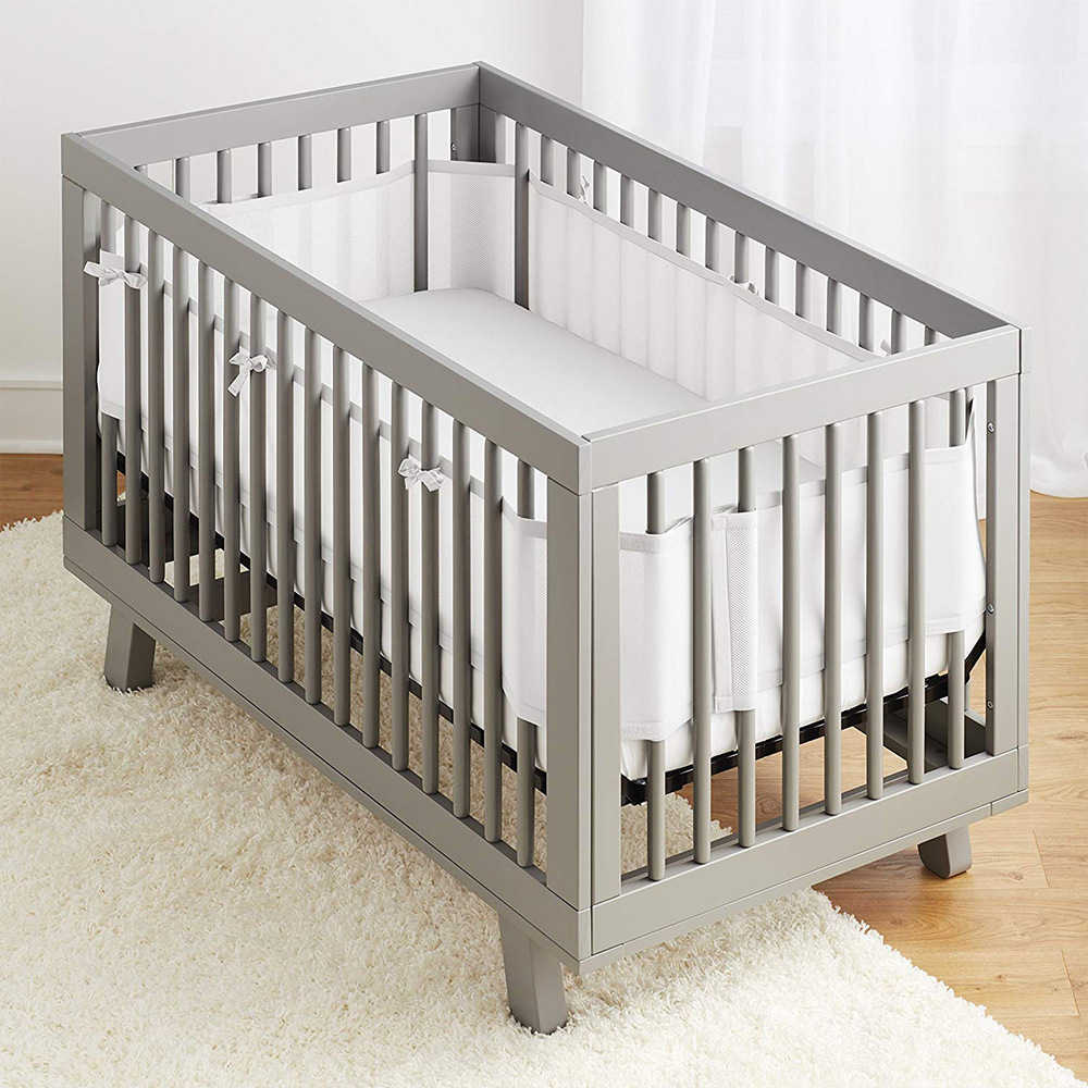 Custom print Summer baby fence breathable 3D mesh adjustable baby bed bumper mesh liner crib bumper