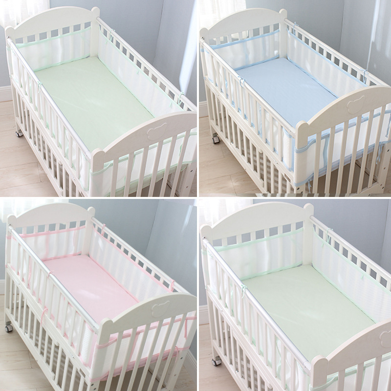 Custom print Summer baby fence breathable 3D mesh adjustable baby bed bumper mesh liner crib bumper