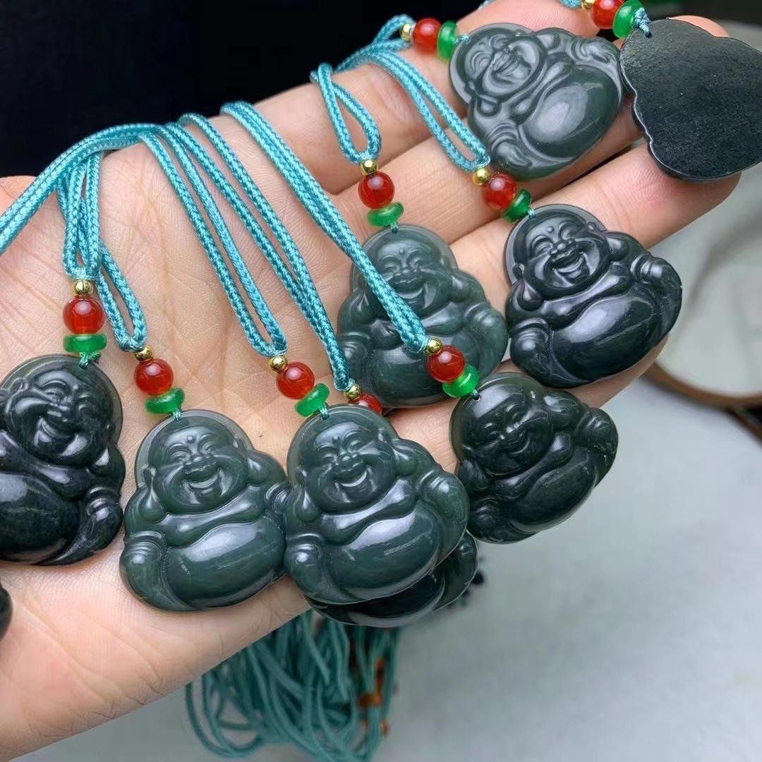 100% Real Natural Burma Jade Buddha Necklace Pendant