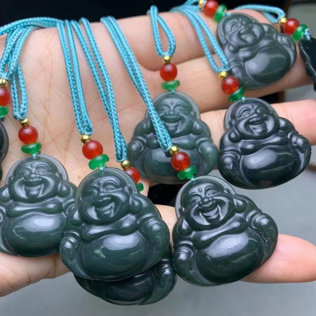 100% Real Natural Burma Jade Buddha Necklace Pendant