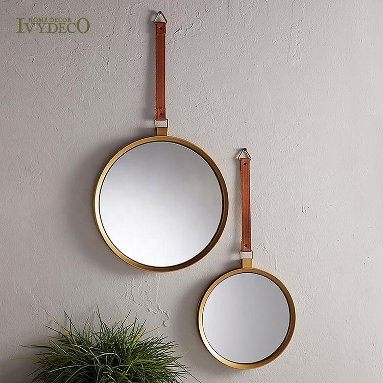 IVYDECO Hot Selling  Antique Wall Mirror Decorative Rose Gold Mirror Luxury flower Round Mirrors hotel living room home decor