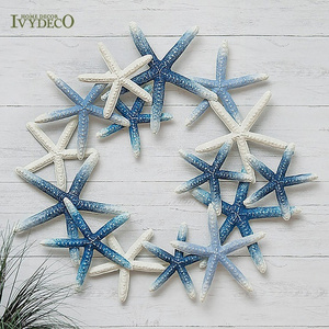 IVYDECO Blue metal Wall hanging decor wall decor hanging starfish metal wall art hanging octopus hooks metal ocean art decor