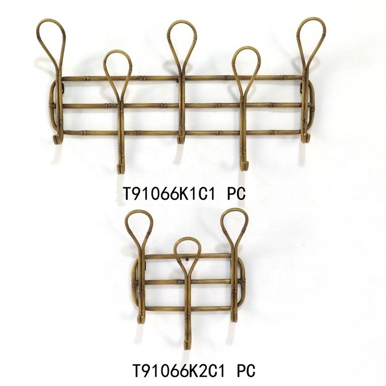 IVYDECO Fancy Bamboo Look Loop Shaped Clothes Hanger Rack Metal Wall Coat Hook Wall hooks