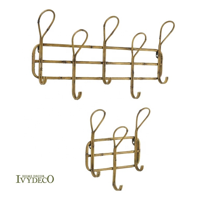 IVYDECO Fancy Bamboo Look Loop Shaped Clothes Hanger Rack Metal Wall Coat Hook Wall hooks