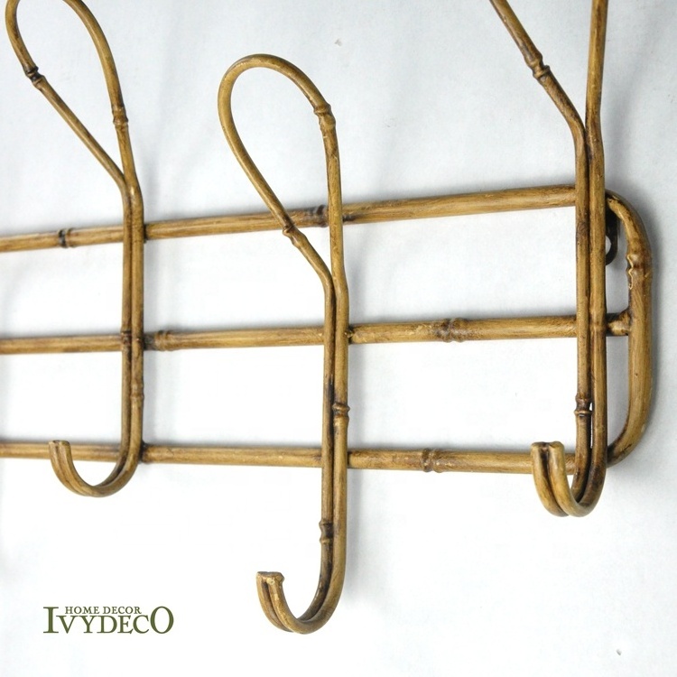 IVYDECO Fancy Bamboo Look Loop Shaped Clothes Hanger Rack Metal Wall Coat Hook Wall hooks