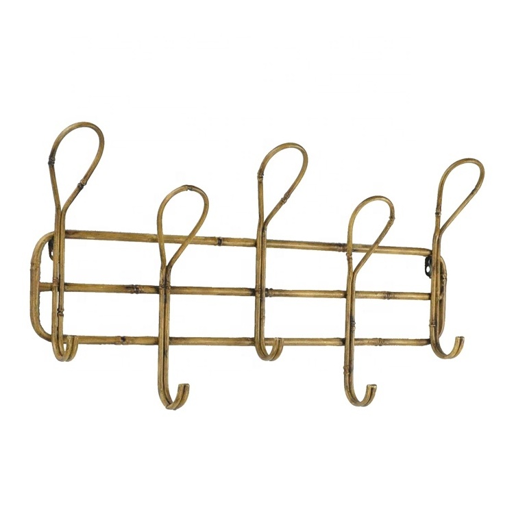 IVYDECO Fancy Bamboo Look Loop Shaped Clothes Hanger Rack Metal Wall Coat Hook Wall hooks