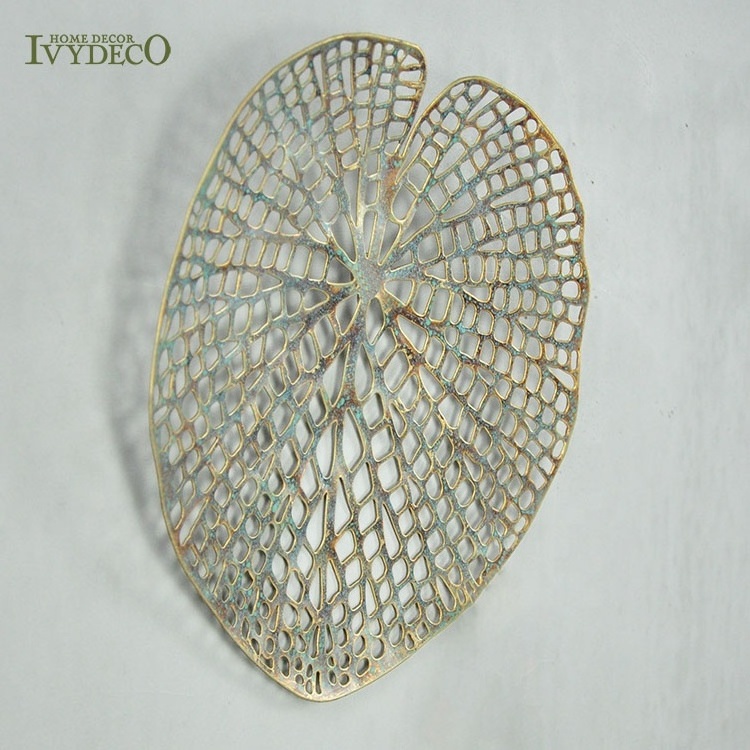 IVYDECO Gold Hollow Leaf Decoration Metal Wall Art Wall Mounted Leaf Embossed for Indoor and Outdoor Garden leaves Wall Decor