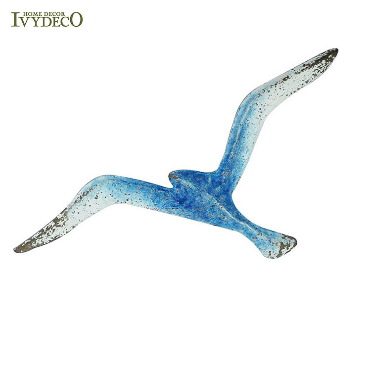 IVYDECO Marine Series Wall Art Hangings Metal Flying Birds Wall Decor Seagull Wall Decoration