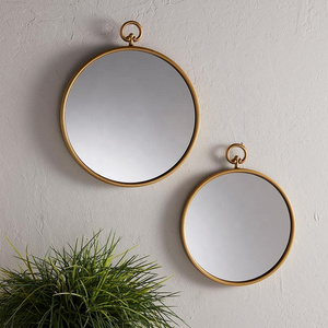 IVYDECO Hot Selling  Antique Wall Mirror Decorative Rose Gold Mirror Luxury flower Round Mirrors hotel living room home decor