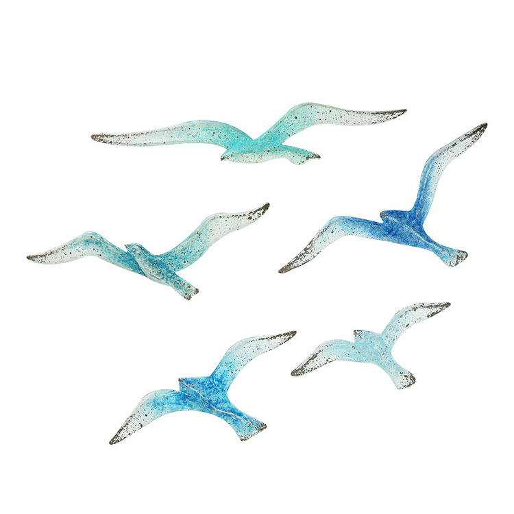 IVYDECO Marine Series Wall Art Hangings Metal Flying Birds Wall Decor Seagull Wall Decoration