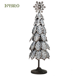 IVYDECO Metal Christmas Tree Artificial with Snowflake for Christmas Table Decorations