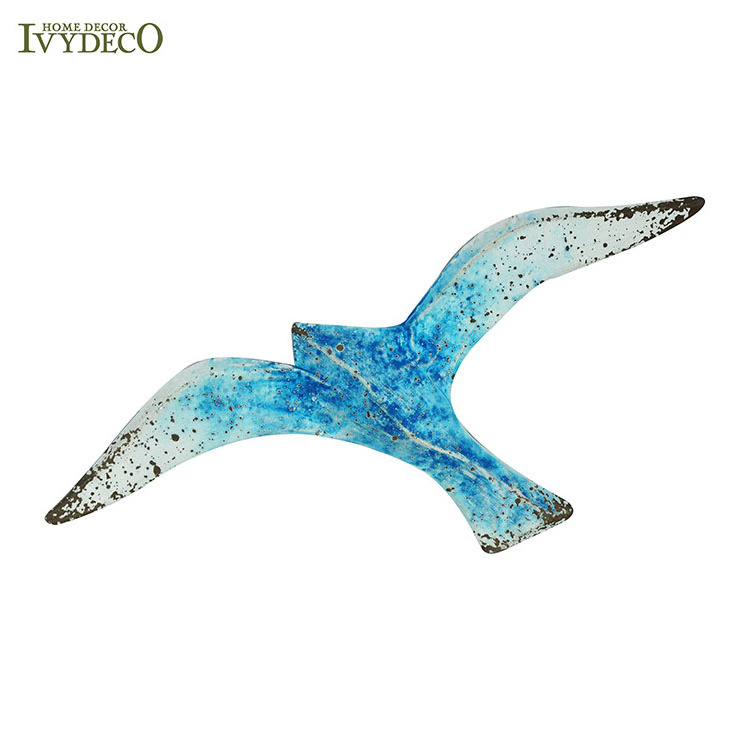 IVYDECO Marine Series Wall Art Hangings Metal Flying Birds Wall Decor Seagull Wall Decoration