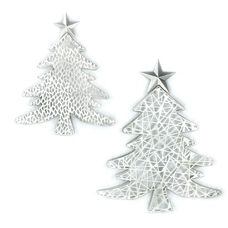 IVYDECO Laser cutting Christmas Decoration 3D metal christmas tree Wall Art galanzied metal christmas tree