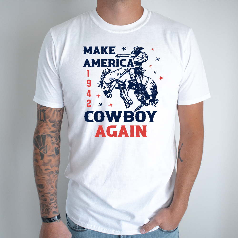 Western American Cowboy Howdy Ready To Press DTF Heat Transfer USA 4th Of July Iron On Heat Transfer Stickers For T-shirt