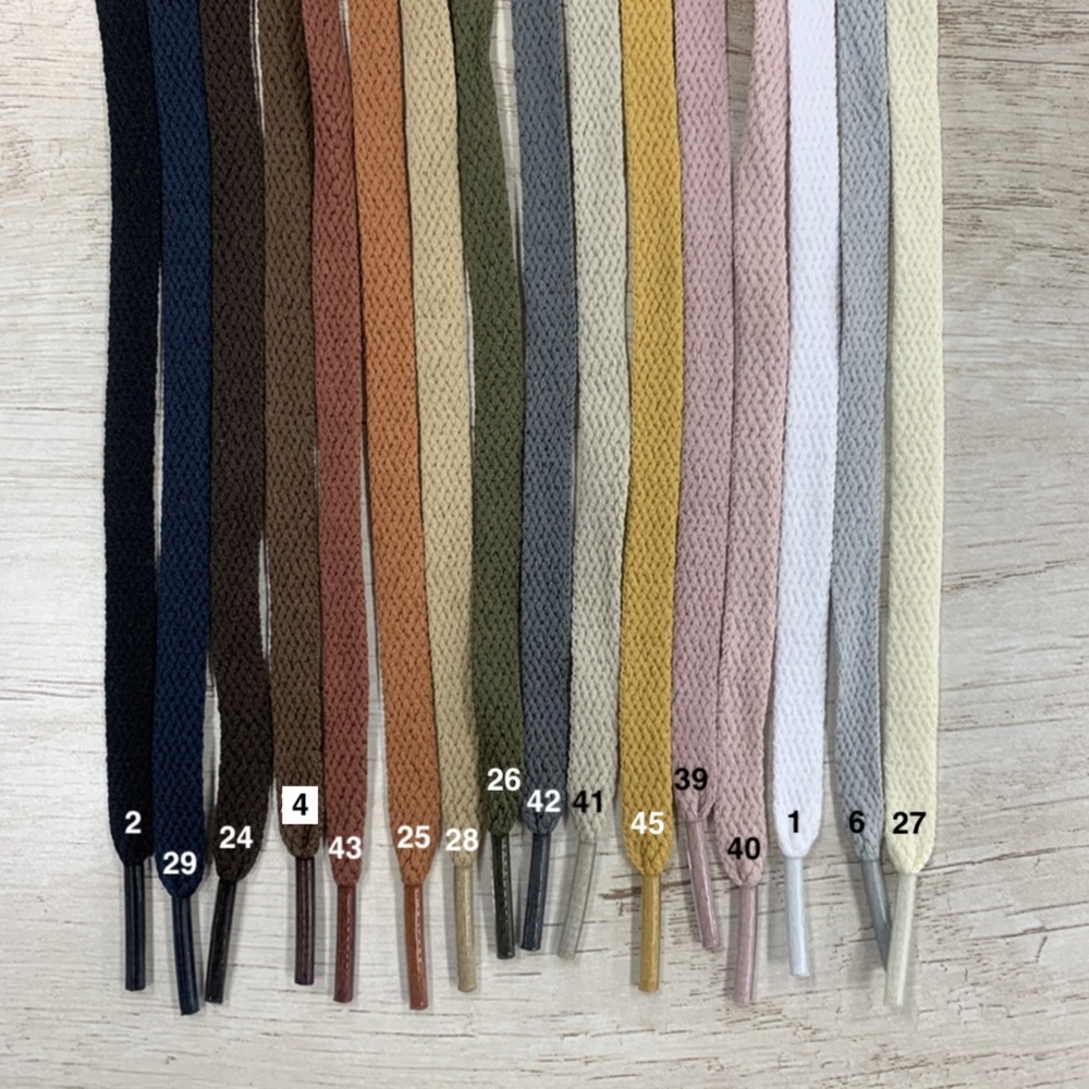 Custom Fashion Good Quality Flat Shoe Lace 8mm Wide Lace 8mm Length Wholesale Various Colors Custom Flat Shoelaces