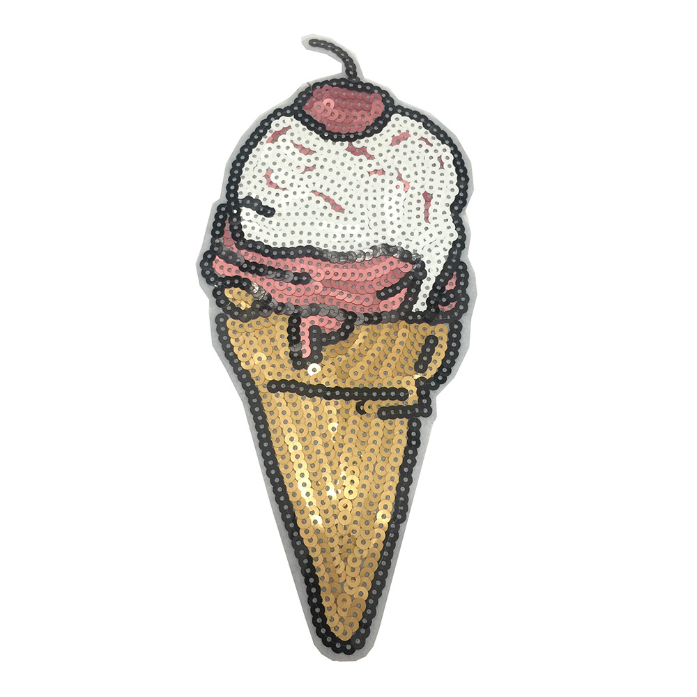 Colorful Ice Creams Embroidered Sequin Patches For Kids t-Shirt