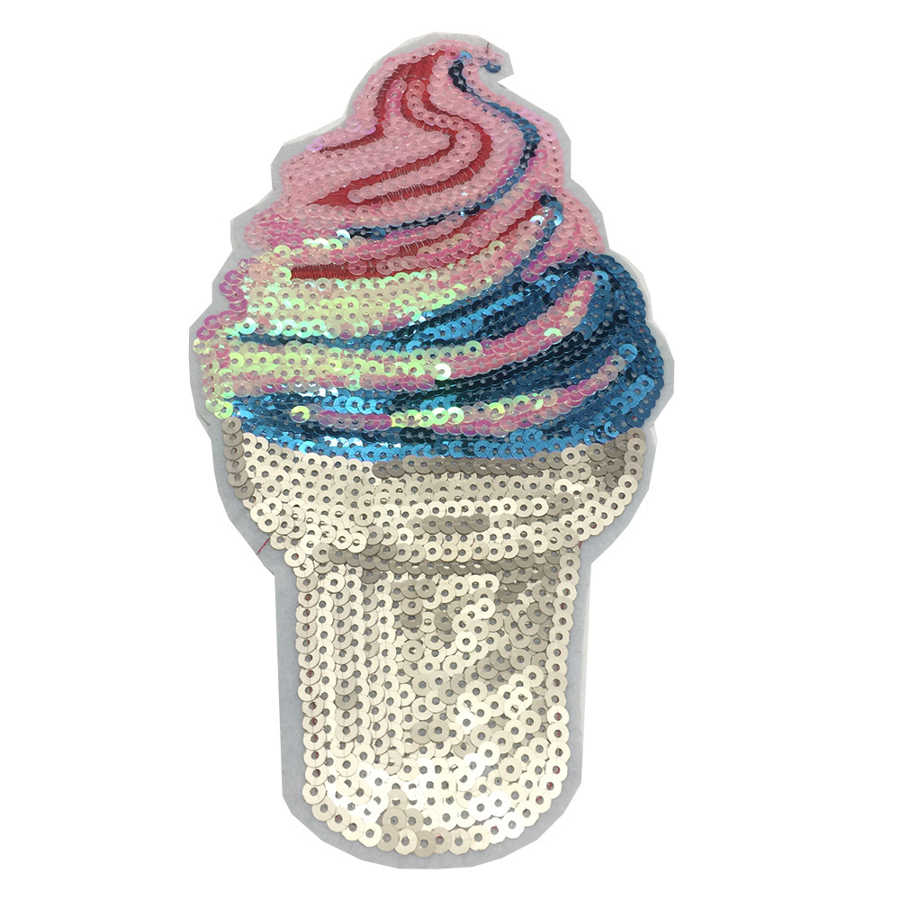 Colorful Ice Creams Embroidered Sequin Patches For Kids t-Shirt