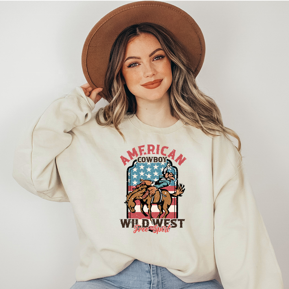 Western American Cowboy Howdy Ready To Press DTF Heat Transfer USA 4th Of July Iron On Heat Transfer Stickers For T-shirt