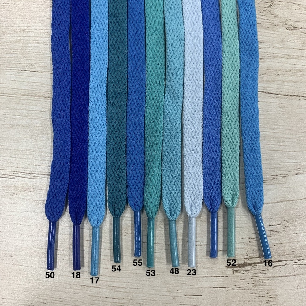 Custom Fashion Good Quality Flat Shoe Lace 8mm Wide Lace 8mm Length Wholesale Various Colors Custom Flat Shoelaces