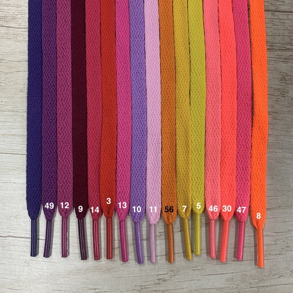 Custom Fashion Good Quality Flat Shoe Lace 8mm Wide Lace 8mm Length Wholesale Various Colors Custom Flat Shoelaces