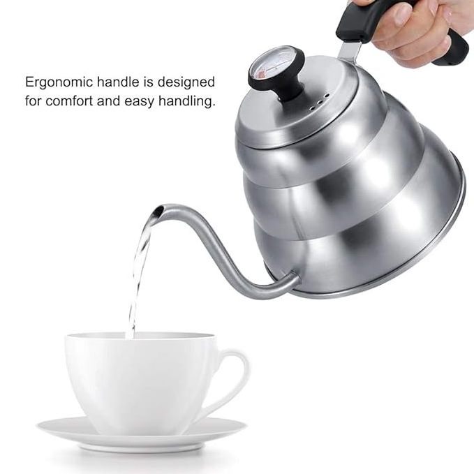 Home Gift 700ML 1L  1.2L Stainless Steel Pour Over Coffee Drip Kettle Dripper Thermometer 304 Metal Gooseneck Coffee Drip Pot