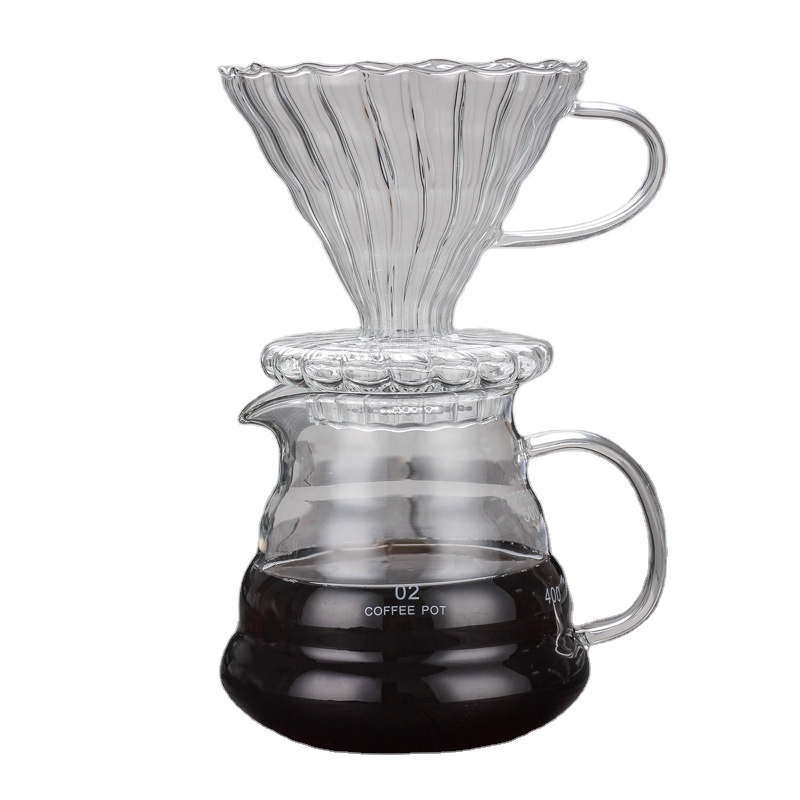 House Coffee Maker Set-350,600,850,1000ml Borosilicate Glass Coffee Server with Coffee Dripper,