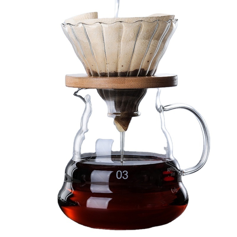 House Coffee Maker Set-350,600,850,1000ml Borosilicate Glass Coffee Server with Coffee Dripper,