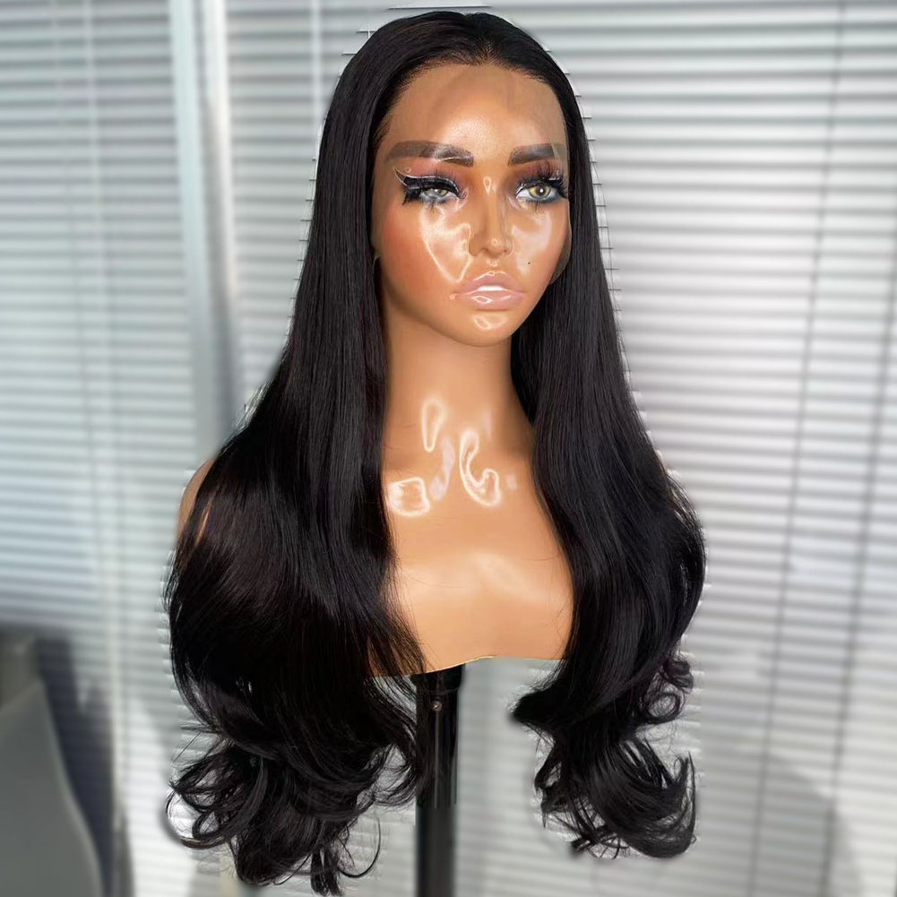 Long Body Wavy Black Wigs Japanese Fiber Hair 13x4 Synthetic Lace Front Wigs for Women with Natural Hairline Like Human hair