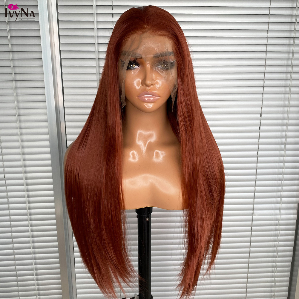 Long Futura Copper Brown 13x6 Glueless Synthetic Lace Front Wigs for Black Women 350# Color Heat Resistant Half Hand Tied Wig