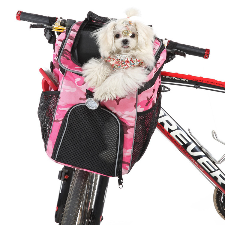 Foldable Dog Travel Backpack Reflective Dog Bike Basket Multi-function Pet Carrier Bag