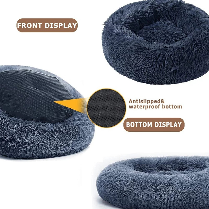 Pet Dog Bed Comfortable Donut Round Dog Kennel Ultra Soft Washable Dog and Cat Cushion Bed