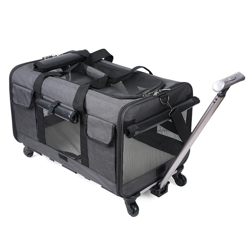 Hot Sell Portable Foldable Designed Soft-sided for Dogs and Cats Travel Pet Trolley Carrier with Wheels