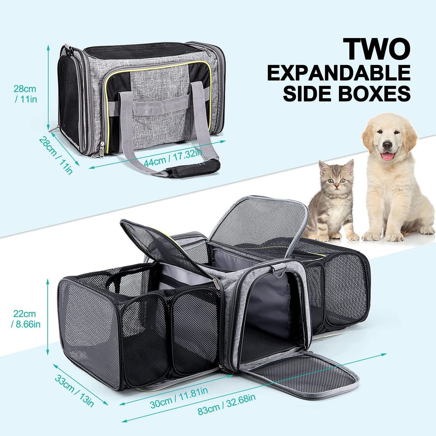 Expandable Airline Approved Cat Dog Pet Carrier for Small Medium Cats Puppies Soft Sided Collapsible Travel Puppy Carrier