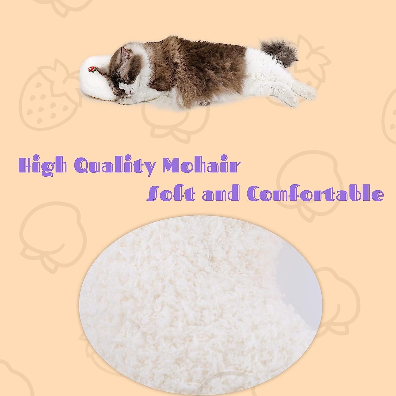 Indoor Cats Fluffy Cat Bed Pillow Cute Rabbit Customized Plush Pet Neck Pillows for Blanket and Carrier White