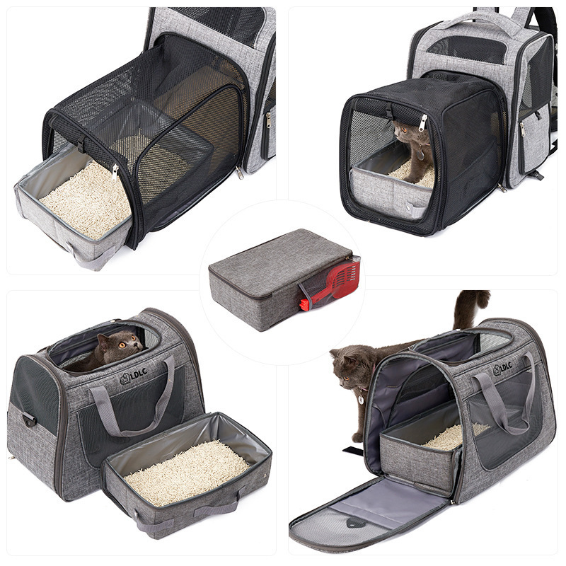 Leak Proof Traveling Portable Collapsible Oxford Cloth Waterproof Foldable Travel Litter Box with Filter for Cats in Car