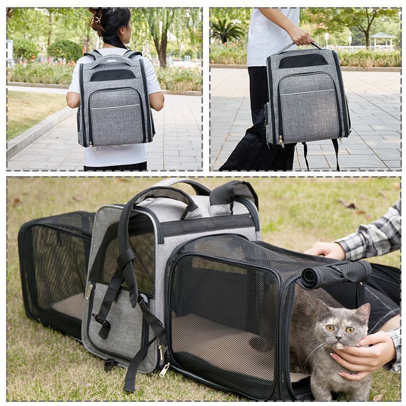 Airline Approved with Double Sides Expandable carrying Pet Cat Carriers Travel Products with Removable Fleece Pad for Cat Dog