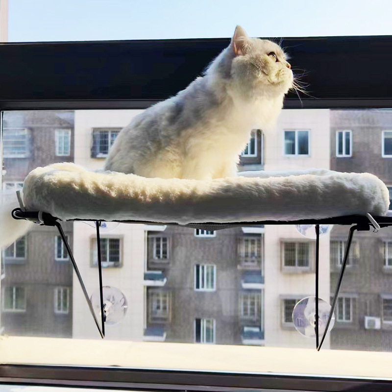 Metal Frame Support Cat Window Hammock With Mat 4 Suction Cups Indoor Foldable Cat Hammock Bed