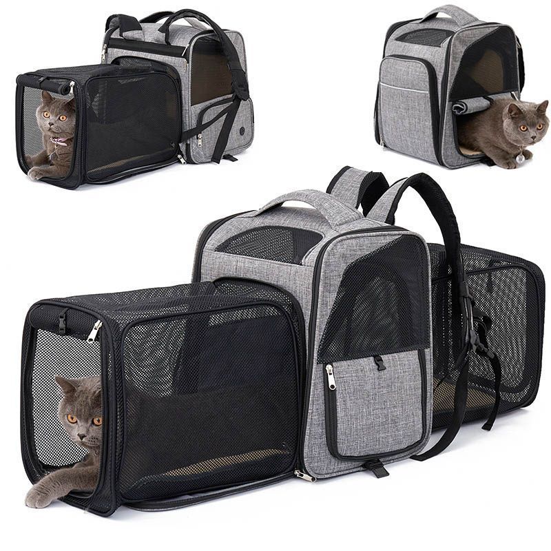 Airline Approved with Double Sides Expandable carrying Pet Cat Carriers Travel Products with Removable Fleece Pad for Cat Dog