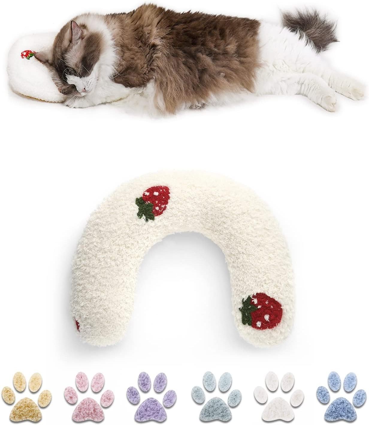 Indoor Cats Fluffy Cat Bed Pillow Cute Rabbit Customized Plush Pet Neck Pillows for Blanket and Carrier White