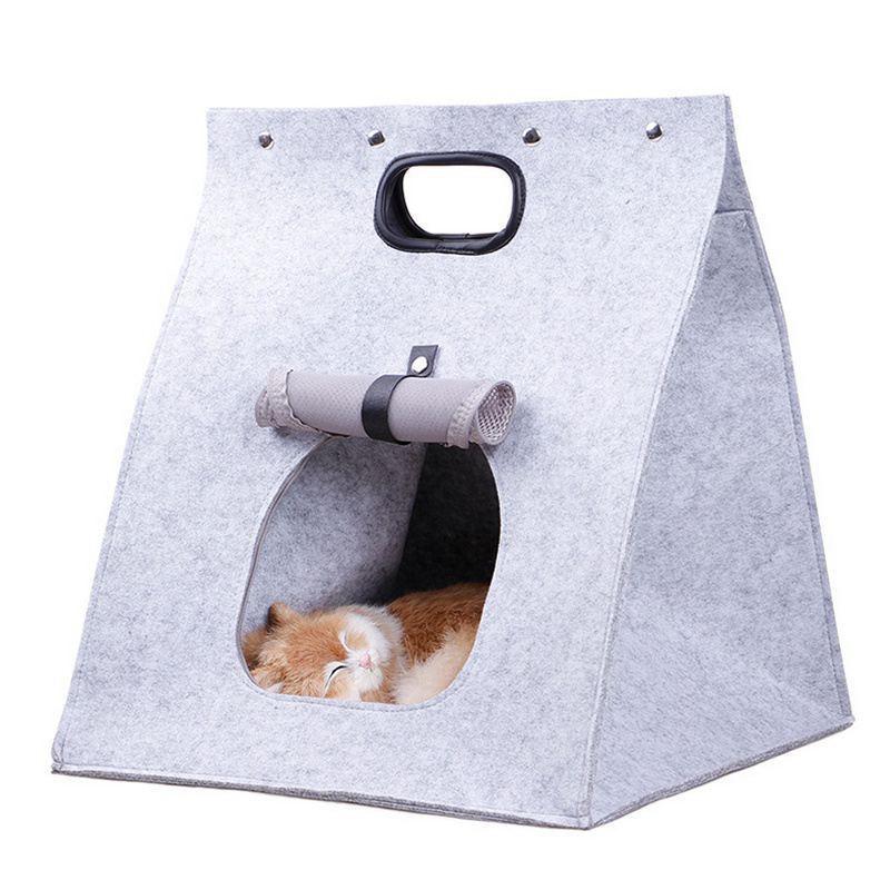 Foldable Felt Cat House Multi-function Breathable Felt Cat Sleeping Bag Cat Cave Bed