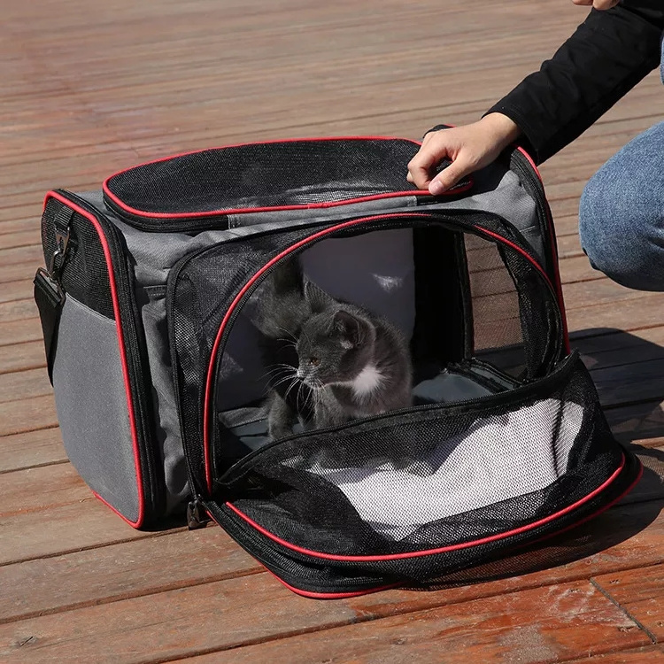 pet walking bag both side can expand pet travel carrier two-story building pet bag carrier