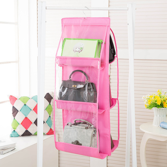 Hot Selling Double-sided Hanging Handbag Organizer for Wardrobe Closet Transparent Storage Bag