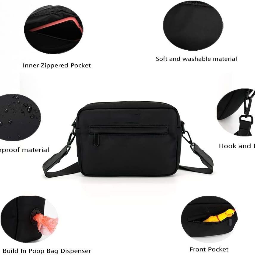 Dog Outdoor 2pcs Set Crossbody Shoulder Bag Pouch Premium Nylon Polyester Shoulder Bag With Poo Bag Dispenser