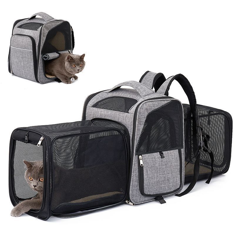 Airline Approved with Double Sides Expandable carrying Pet Cat Carriers Travel Products with Removable Fleece Pad for Cat Dog