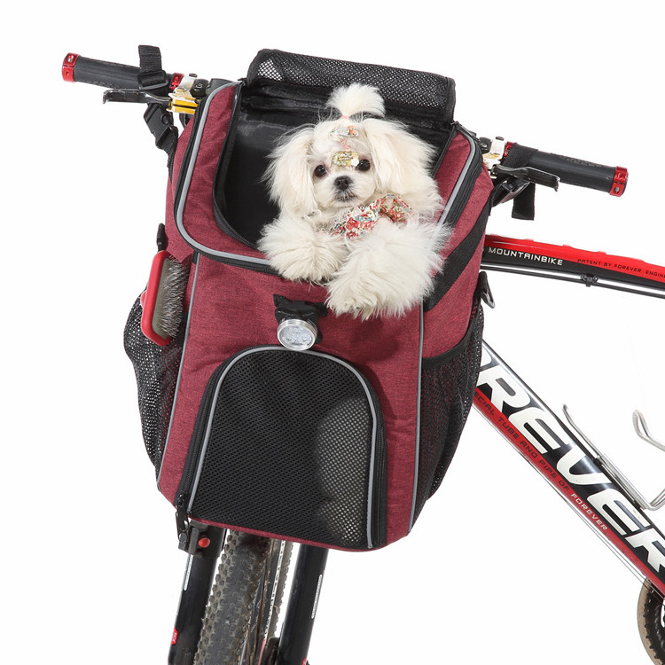 Foldable Dog Travel Backpack Reflective Dog Bike Basket Multi-function Pet Carrier Bag