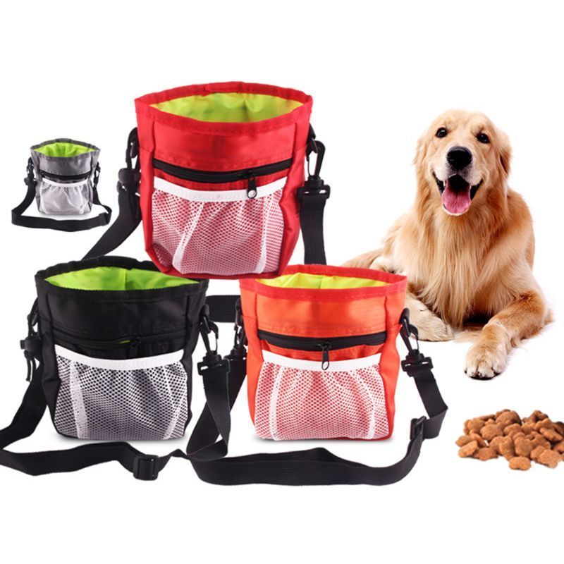 Hot Sale Oxford Polyester Fabric Pet Cross body Treat Bag Dog Training Bag with Clip Shoulder Strap